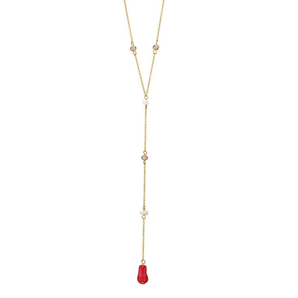 NWT, 28”, Long Goldtone Coral-Like Y necklace, Avon.